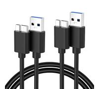 2-PACK USB 3.0 Micro Cable, 50cm Heavy Duty High Speed Hard Drive Cable, USB 3.0 A to Micro B Compatible with Seagate, WD, Toshiba, Westgate, Samsung Galaxy S5, Note 3