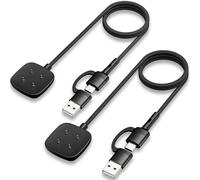 2 Pack USB A/C Charger for Fitbit Versa 4 /Sense/Versa 3 /Sense 2, Replacement 100cm Smartwatch Charging Cable Cord Magnetic Dock Stand for Google Pixel Watch 3/Pixel Watch2