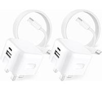 2 Pack USB-C 20W Phone Charger Plug and Charging Cable for Samsung Galaxy A17 A07 A16 A06 A26 A36 A56 S24 Ultra S25 Edge Z Flip Fold UK Mains GaN 60W Braided Cable