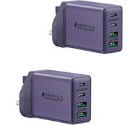 2-Pack USB C Charer Plug, 40W 4-Port Multi USB Plug UK Fast Charging Plug Dual 20W USBC Power Adapter+ QC Wall Plug Type C Plug for iPhone 16 15 14 13 12 11 Pro Max Plus, iPad