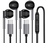 2 Pack USB C Earphones Wired Earbuds for Galaxy Z Fold7 Flip 7 S25 Ultra S25 S24 FE S23 Ultra A16 A56 A15 A55 iPhone 16e 16 Pro Max 15 iPad Pixel 9a 9 Type C Headphones with Mic Volume Control