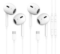 2 Pack USB C Headphones for iPhone 16 Type C Earphones Wired with Microphone and Volume Control Noise Cancel for iPhone 15 pro, iPad Pro, Galaxy S23/S22/S21/S20/Ultra Note 20, Pixel 7/6/6a/5, White