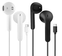 2 Pack USB C In Ear Earbuds, Wired Earphones for Apple iPhone 16/15 Series, Samsung Galaxy S23/S22/S21/S20/Ultra, Note 10/20, iPad - Hi-Fi Stereo Type C Headphones for Music and Calls (White&Black)