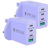 2-Pack USB C Plug, 40W USB C Charger Fast Charge 4 Port PD Type C Charging Plug + QC USBPlug UK USBC Power Adapter Multi Plugs Samsung Charger Plug for iPhone 16 15 Pro Max, iPad,Samsung,Google Pixel