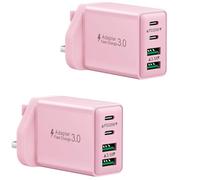 2-Pack USB C Plug, 40W USB C Fast Charger Plug for iPhone 16/15/15 Plus/15 Pro/15 Pro Max 14/13/12/11, iPad, Samsung, Mutil UK USB Plug Dual Port Type C Power Charging Adapter Wall Plug Head