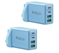 2-Pack USB C Plug Fast Chare, Multi 40W USB Plug UK 4-Port Dual Type C Power Charging Head Adapter Wall Charger Plug for iPhone16/15/15 Plus/15 Pro/15 Pro Max, 14/13/1211/XS XR, iPad, Samsung
