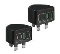 2-Pack USB C Plug Fast Charge, 40W 4-Port Multi Charger Plugs UK Charing Plug Dual Type C PD Power Adapter Multiple Wall Charger Head for iPhone 17 16 15 14 13 12 11 Pro Plus Max, iPad,Samsung