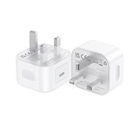 2 Pack USB C Plug Fast Charge,40W USBC adapter for i Phone 17 16/15/14/13/12/11/X,iPad, AirPods Pro, Type C Fast Charger UK Adapter