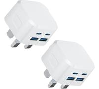 2-Pack USB C Plug Fast Charge for i Phone, 40W/4-Port USBC Type C Charger Plug UK PD Power Adapter with QC USB Wall Plug Fast Charging for iPhone Apple 16 Pro Max 15 14 13 12 11 X XS XR 8 7 SE, iPad