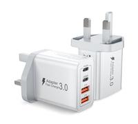 2-Pack USB C Plug Fast Charger 40W 4 Port with Dual PD 3.0 & QC Multi Phone Charger Adapter UK Wall Mains Plug for iPhone 16 15 14 13 12 11 Pro Max X XR XS 8 7 6 6S Plus 5 5S SE,iPad,AirPods,Samsung