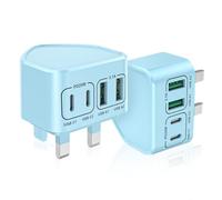 2-Pack USB C Plug UK, 40W 4-Port USBC Plug Fast Charge Multi Wall Charger Head Dual PD Power Adapter +QC Multiport Type C Charging Plugs for iPhone 17 16 15 14 13 12 11 Pro Max Plus, Samsung, iPad