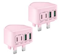 2-Pack USB C Plug UK, Multi USB Plug Fast Charger Plug for iPhone 16 15 14 13 12 11 Pro Max Plus, iPad, Samsung, 40W 4-Port USBC Plug Fast Charge Dual Port Type C PD Power Adapter Charging Plug