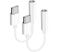 2-Pack USB C to 3.5mm Headphone Adapter, USB C to Aux Audio Dongle Cable Cord for iPhone 16/Plus/Pro Max/iPhone 15/Plus/Pro Max, Samsung Galaxy S24 S23 S22 S21 Ultra, and More Type C Devices