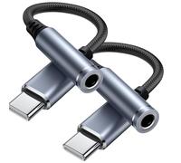 2 Pack USB C to 3.5mm Headphone Jack Adapter,3.5mm to USB-C Jack Aux Nylon Cable,Male to Female Earphone Adapter for iPhone 15 series,iPad Pro/Air/mini,Samsung Galaxy, Pixel,HUAWEI,Xiaomi (Purple)