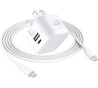 2 Pack USB-C USB-A 20W Phone Charger Plug and Cable for Google Pixel 10a 10 10 Pro XL 9a 9 Pro XL 8a 8 8 Pro 7a 7 7 Pro 6 6a 6 Pro UK Mains GaN 60W Braided