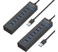 2 Pack USB Hub for Laptop 7 in 1, USB Splitter Multiport USB Extender for Laptop, PC, MacBook, Mac Pro, Mac mini, iMac, Surface Pro and More USB Devices