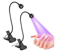 2-Pack USB Nail Polish Dryer Lamps, Clip-On Adjustable Gooseneck Design, Black Led Light for Quick Gel Curing