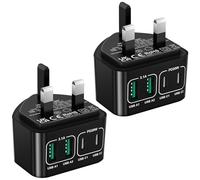 2-Pack USB Plug UK, 40W 4-Port Fast Charger Plug Dual PD Power Adapter+QC Wall Plug, Multiple USB C Plug Fast Charge Multi Type C Charging Plug for iPhone 17 16 15 14 13 12 11 Pro Max, Samsung,iPad