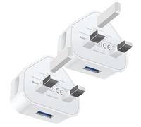 2-Pack USB Plug, USB Charger Plug Adaptor UK 3 Pin Mains Charger 5V 1A i Phone Charging Plug Adapter UK for iPhone Apple 14 13 12 11 Pro Max 10 XS X XR 8 7 6 6S Plus 5 SE 2020,i Pad Pro/Air/Mini