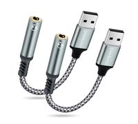 (2-Pack) USB to 3.5mm Jack Audio Adapter, QimKero External Sound Card USB-A to Audio Jack Adapter, for AUX Stereo Converter, Compatible For Headset, PC Windows, Laptop，Mac, Desktops, Linux, PS4andMore