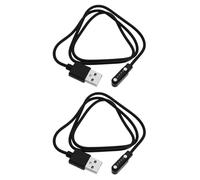 2 Pack USB to 4 Pin Magnetic USB Charging Cable for Smart Watch Smart Glasses Fitness Tracker Cable Contact Pin Spacing 7.62mm Length 60cm Black