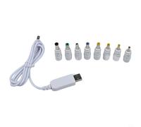2-Pack USB to DC Power Cable 5V 9V 12V 8 Tips(White-9V)