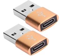 [2 Pack] USB to USB C Adapter for i-Phone 16 15, PD 20W USB-C Type C Fast Car Charger Adapter Plug for i-Phone 14, 13, 12, 11, Sam-sung S24, S23, S22 S21 S20 and More (Gold)