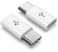 2 Pack USB Type C Male to Micro USB Female Adapter Converter Super Speed Plug & Play OTG Compatible with Smartphones Laptops Tablets Camera Power Bank Charging Data Sync White