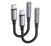 2 Pack USB Type C to 3.5mm Female Headphone Adapter Hi-Fi Quality USB C to Aux Audio Dongle Cable Cord Compatible w/iPhone 16 Pro Max 15 Pro MacBook iPad Samsung Galaxy S24 S23 S22 Ultra Pixel