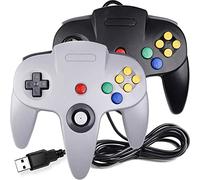 2 Pack USB Wired N64 Controller, miadore Classic N64 PC Gamepad Joystick Controller for Windows PC MAC Linux Raspberry Pi 3 (Black/Gray)