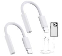 2 Pack USBC to 3.5mm Jack Audio Adapter, White Jack to USB C Headphone Adapter Compatible with iPhone 16/15/15 Pro/Pro Max/Plus/Pro Max, Samsung Galaxy S23 S22 Ultra