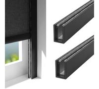 2 Pack UShape Light Blocking Strips for Window Frames Blackout Side Rail Tracks for Blinds Privacy Honeycomb Blind Light Gap Blocker (145cm Black)