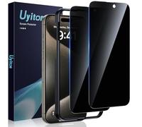 [2 Pack] Uyiton Privacy Screen Protector for iPhone 15 Pro Max 6.7-Inch, 9H Tempered Glass Anti-Spy Film with Easy Installation Tool, Anti-Scratch, Bubble Free, Case Friendly