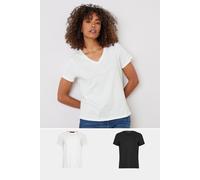 2 Pack V-Neck T-Shirts M&Co White 12