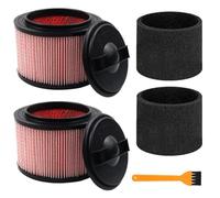 2 Pack Vacuum Filter Replacement Compatible with Vacmaster VF408, VF410P, Wet Dry Vac Beast VFB511B 0201 & Cleva Industrial VF408B, 2 Fine Dust Cartridge Filters + 2 Foam Filters + 1 Brush