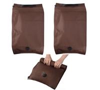 2 Pack Vacuum Storage Bags for Travel,Reusable Oxford Cloth Vacuum Pack Bags for Clothes,No Need for Air Pump, Manual Exhaust, Saving Luggage Space Storage Bags with Zips (Brown-2L)
