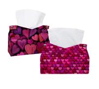 2 pack Valentine's Day Pink Love Heart Tissue Box Holder on Table and Barth room