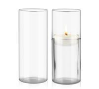 2 Pack Vase Glass, Flower Vases for Candles, Large Tall 30cm for Living Room