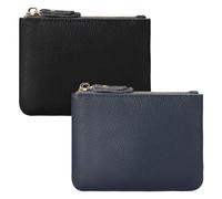 2 Pack Vegan Leather Coin Purse Pouch Change Purse With Zipper For Men Women, Black DarkBlue