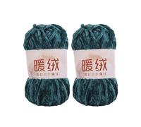 2 Pack Velvet Chenille Yarn for Crochet Soft Chunky Knitting Yarn for Baby Blankets Sweaters Crafts DIY Handcraft Yarn for Beginners (Dark Green)
