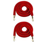 2-Pack Velvet Rope with Gold Hooks, 4ft Red Queue Barrier, Premium Stanchion Rope for Crowd Control, Event Line Management, Hotel Party Decoration