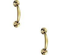 2 Pack | Victorian Bow Shaped Pull Handle - 152mm Length - 32mm Proj - Polished Brass | Traditional Pull Handle - Suitable for Lightweight Internal Doors - Ornate Design Cabinet Handle