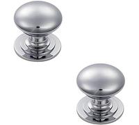 2 Pack | Victorian Round Cupboard Door Knob - 32mm Dia - Polished Chrome Cabinet Handle | Small Cupboard Door Knob - Wardrobe Cabinet Pull Handle - Suitable for Lightweight Internal Doors