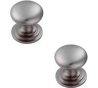 2 Pack | Victorian Round Cupboard Door Knob - 32mm Dia - Stainless Steel Cabinet Handle | Small Cupboard Door Knob - Wardrobe Cabinet Pull Handle - Suitable for Lightweight Internal Doors