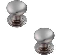 2 Pack | Victorian Round Cupboard Door Knob - 38mm Dia - Stainless Steel Cabinet Handle | Small Cupboard Door Knob - Wardrobe Cabinet Pull Handle - Suitable for Lightweight Internal Doors
