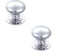 2 Pack | Victorian Round Cupboard Door Knob - 50mm Dia - Polished Chrome Cabinet Handle | Small Cupboard Door Knob - Wardrobe Cabinet Pull Handle - Suitable for Lightweight Internal Doors