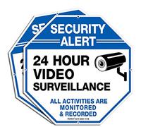 2-Pack Video Surveillance Signs, 10 x 10 Rust Free .040 Aluminum Security Warning Reflective Metal Signs, Indoor or Outdoor Use for Home Business CCTV Security Camera, UV Protected & Waterproof