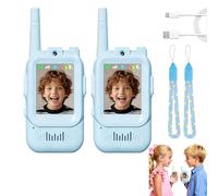 2 Pack Video Walkie Talkies for Kids with HD Camera & Voice Changer, Rechargeable Kids Walkie Talkies Long Range Walky Talkie Toys for Boys Girls Birthday (Blue x2)