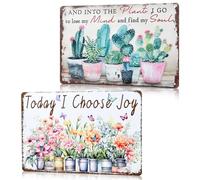 2 Pack Vintage Garden Metal Tin Signs - 20 x 30 cm Retro Wall Art Plaques for Outdoor Decor, Perfect for Garden, Patio, Porch & Yard - Weather-Resistant Rustic Tin Sign Set