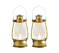 2 Pack Vintage Lantern LED Camping Lamps, Electric Camping Lanterns, Portable Flickering Flame Retro Lantern, Led Lanterns with Handle for Patio Garden Yard Porch